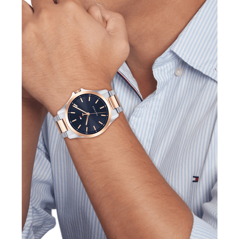 Tommy Hilfiger Bruce Two Tone Stainless Steel Navy Dial Men's Watch 1792193