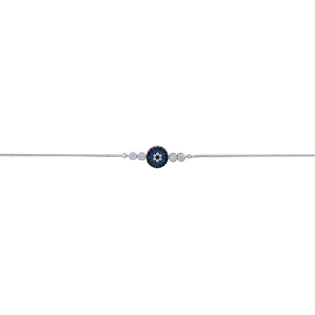 27cm Evil Eye Anklet in Sterling Silver