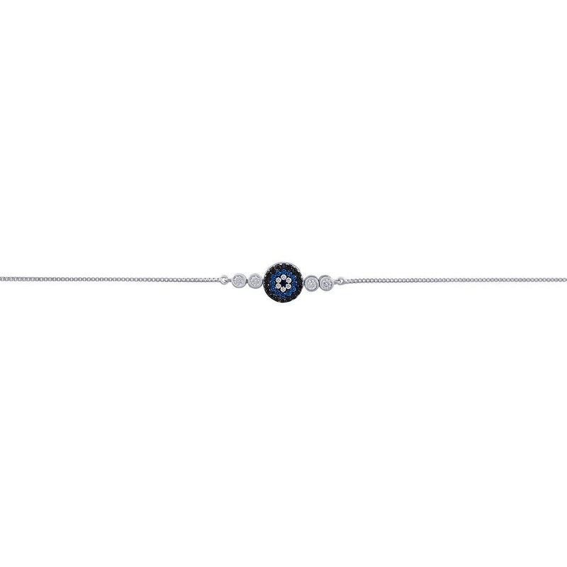 27cm Evil Eye Anklet in Sterling Silver