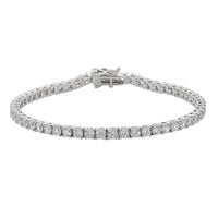 19cm Sterling Silver White Cubic Zirconia 3mm Claw Tennis Bracelet