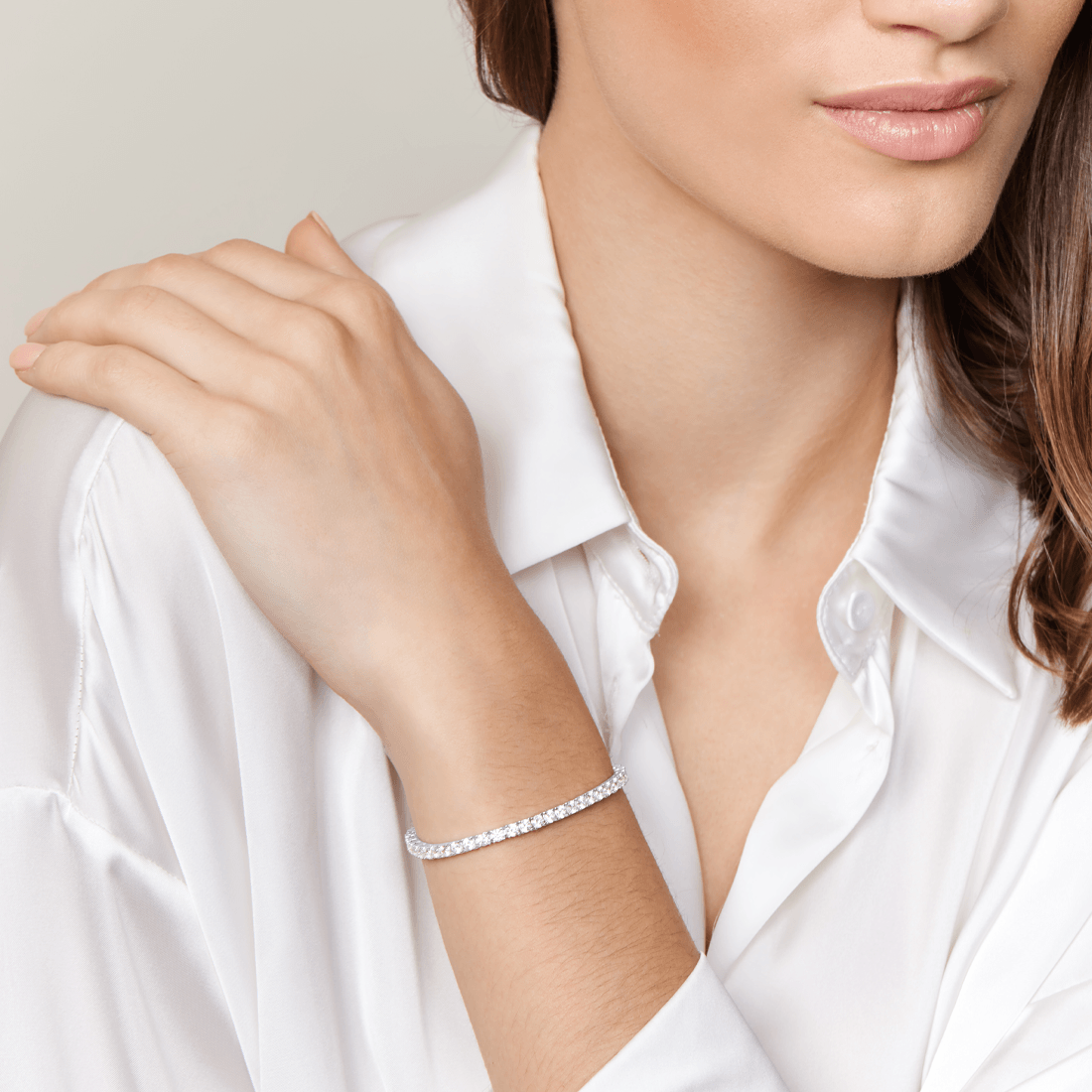 19cm Sterling Silver White Cubic Zirconia 3mm Claw Tennis Bracelet