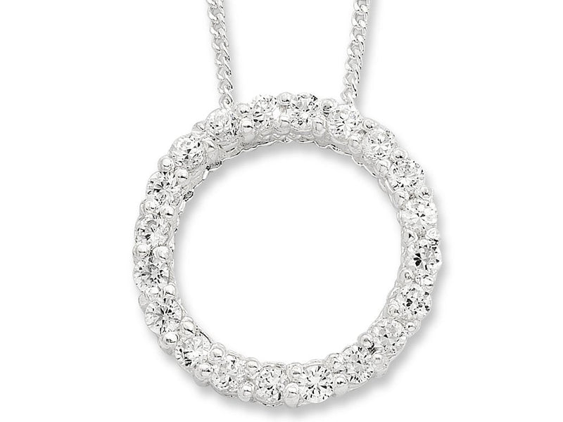 45cm Sterling Silver Cubic Zirconia Open Circle Necklace