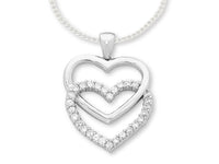 42cm Sterling Silver Heart Drop Necklace