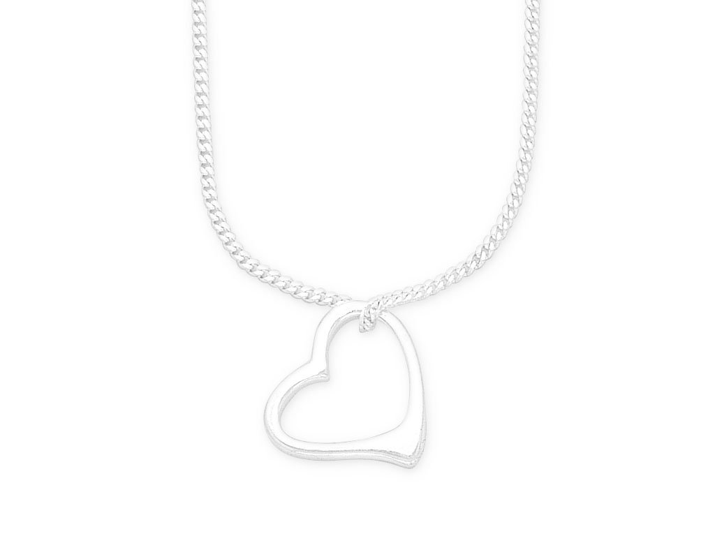 45cm Sterling Silver Open Heart Necklace