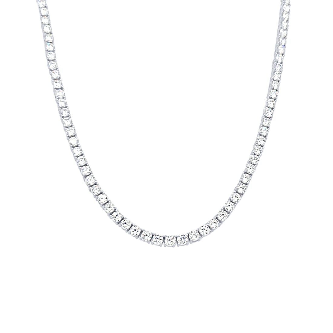 41cm Tennis Claw Necklace with Cubic Zirconia in Sterling Silver