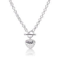45cm Puff Heart Necklace in Sterling Silver