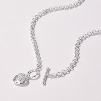 45cm Puff Heart Necklace in Sterling Silver