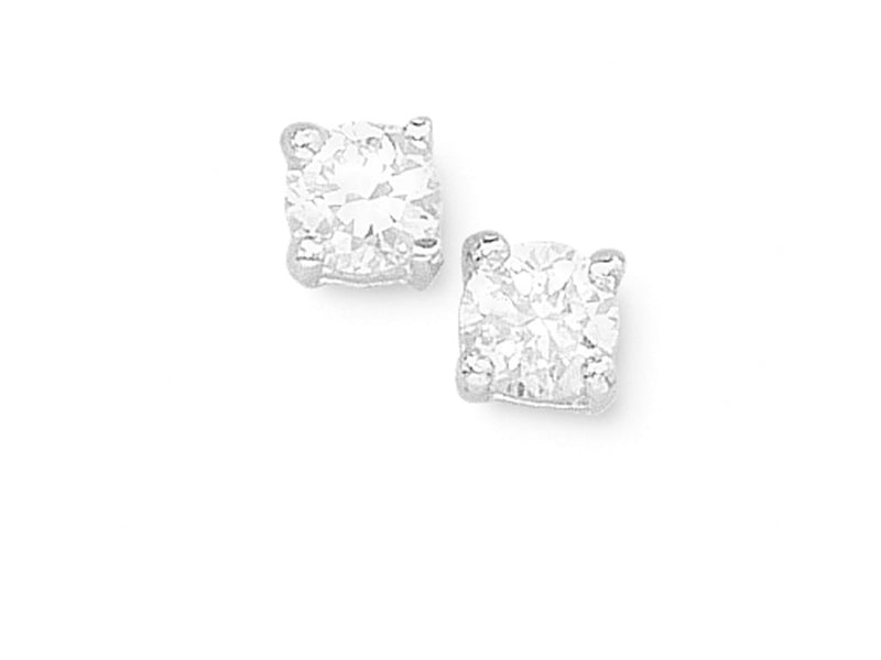 Sterling Silver 4mm Cubic Zirconia Earrings