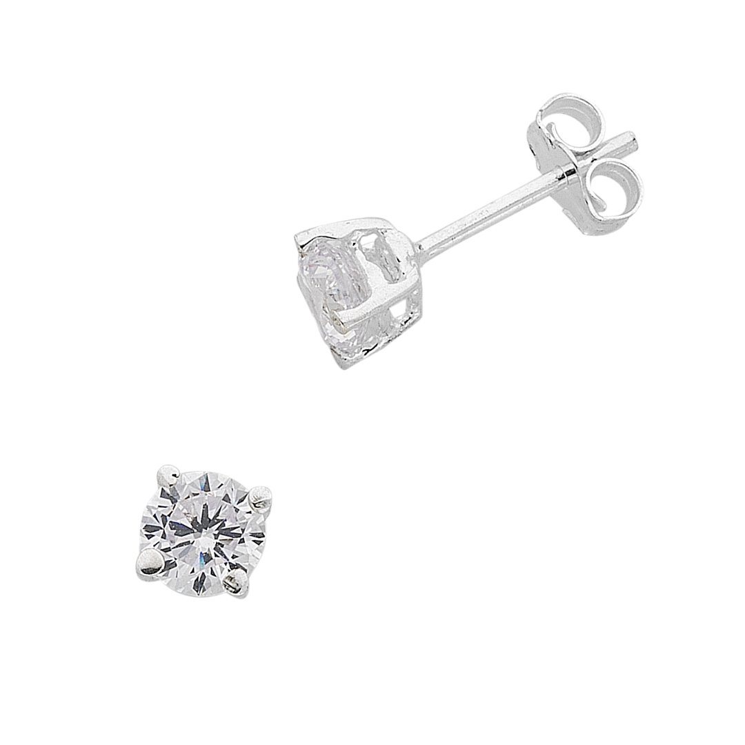 Sterling Silver 5mm Cubic Zirconia Earrings