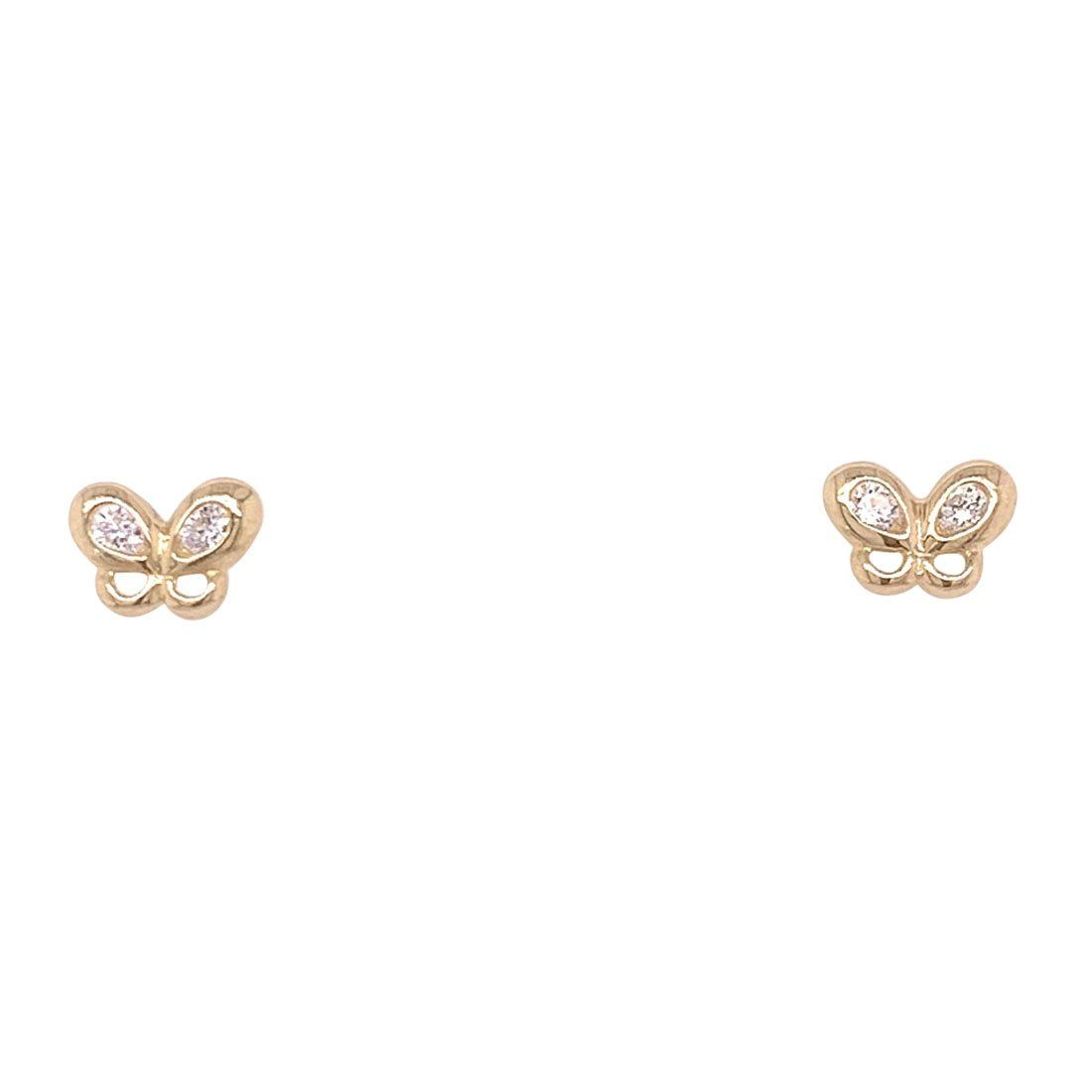 Children's 9kt Yellow Gold Cubic Zirconia Butterfly Stud Earrings