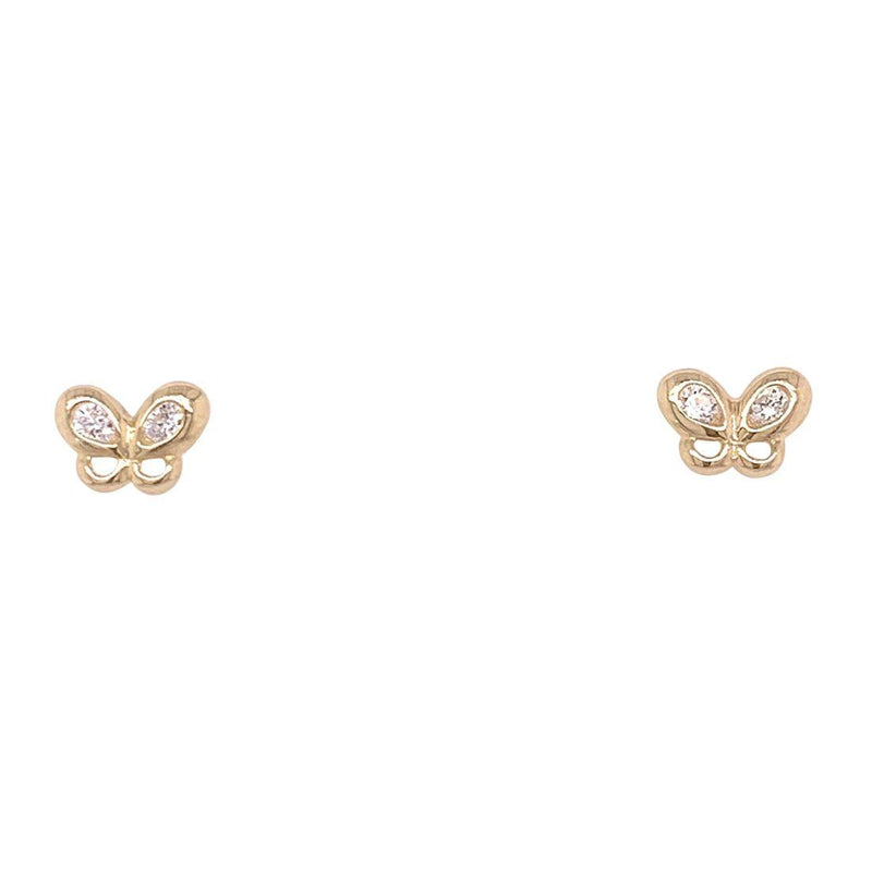 Children's 9kt Yellow Gold Cubic Zirconia Butterfly Stud Earrings