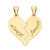 9kt Yellow Gold Silver Infused 'Always Forever' Heart Pendant