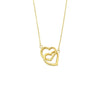 9kt Yellow Gold Silver Infused Twin Hearts Necklace