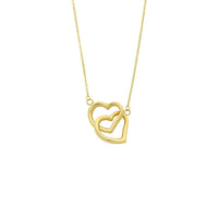 9kt Yellow Gold Silver Infused Twin Hearts Necklace