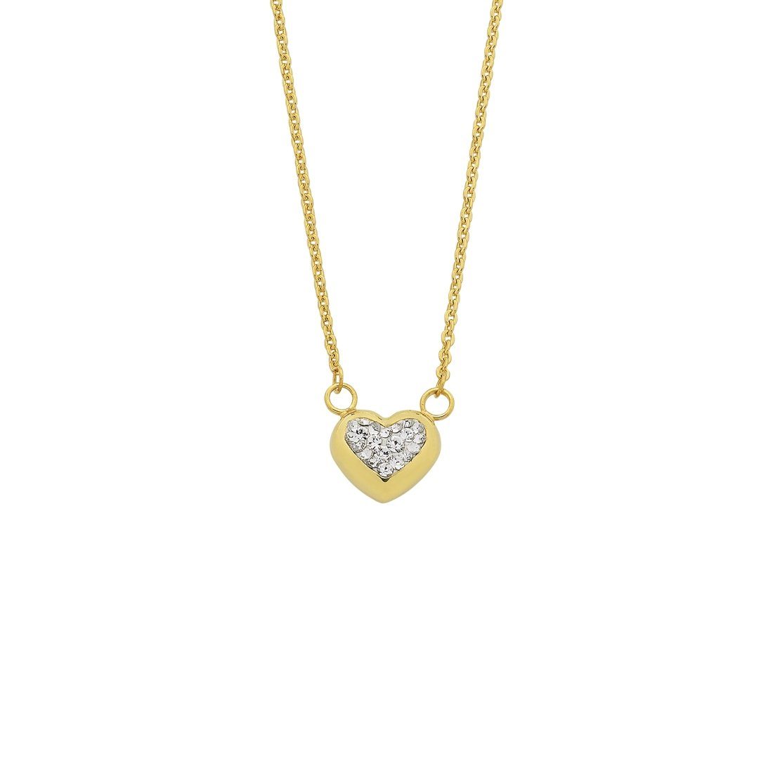 9kt Yellow Gold Silver Infused Crystal Puff Necklace