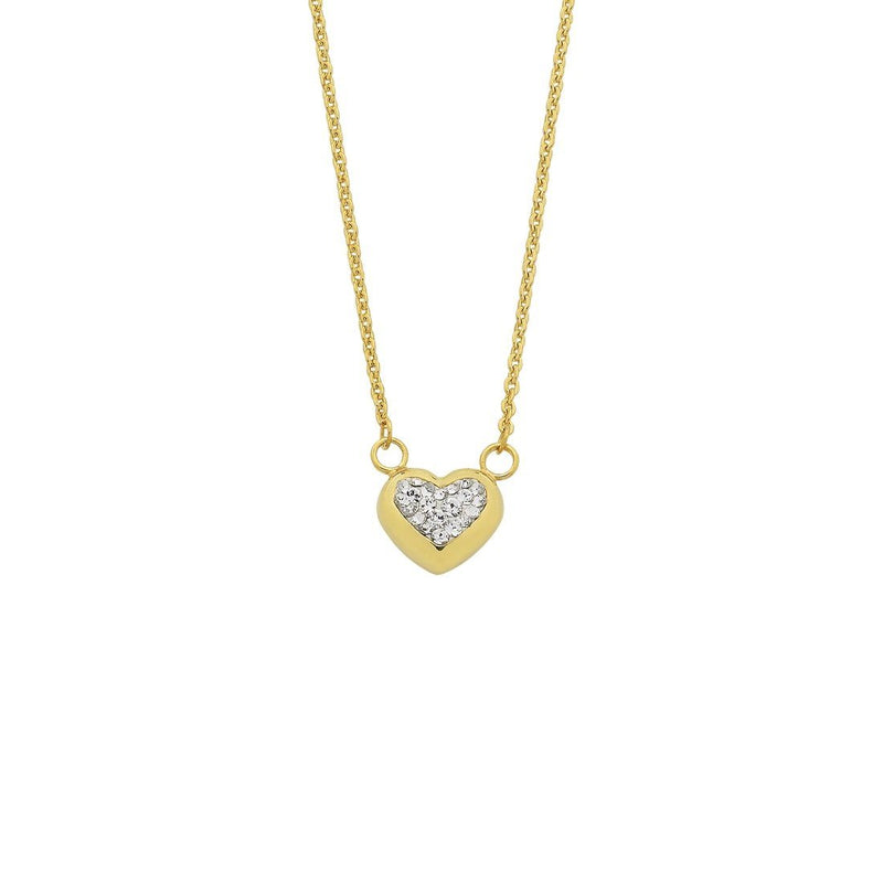 9kt Yellow Gold Silver Infused Crystal Puff Necklace