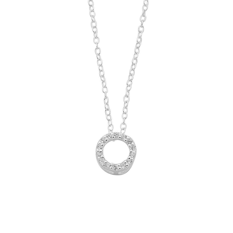 45cm Sterling Silver Cubic Zirconia Open Circle Necklace