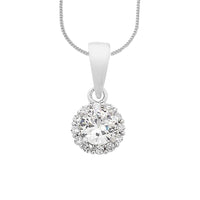45cm Sterling Silver Cubic Zirconia Halo Necklace