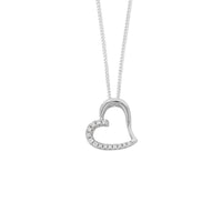 45cm Sterling Silver Open Heart Cubic Zirconia Necklace