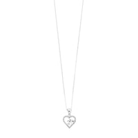 45cm Sterling Silver 21 Pendant Curb Necklace with Cubic Zirconia And Open Heart