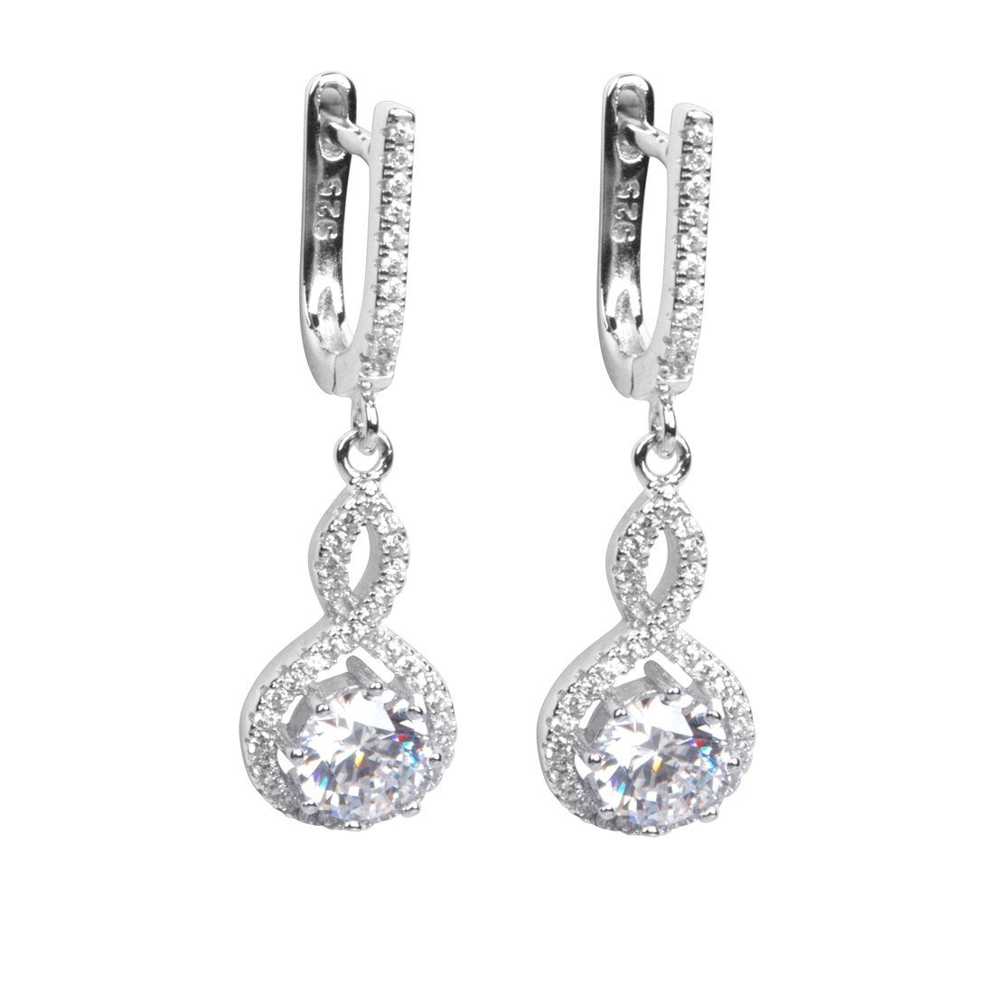 Sterling Silver Cubic Zirconia Loop Drop Earrings