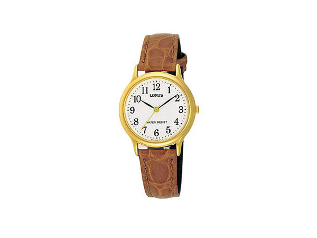 Lorus Ladies White Face Tan Leather Band