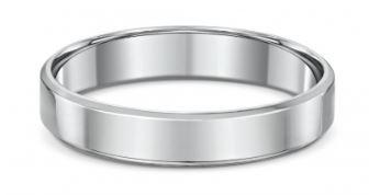 Dora 4mm Flat Bevel Edge Wedding Band in Sterling Silver Size T Rings Dora 
