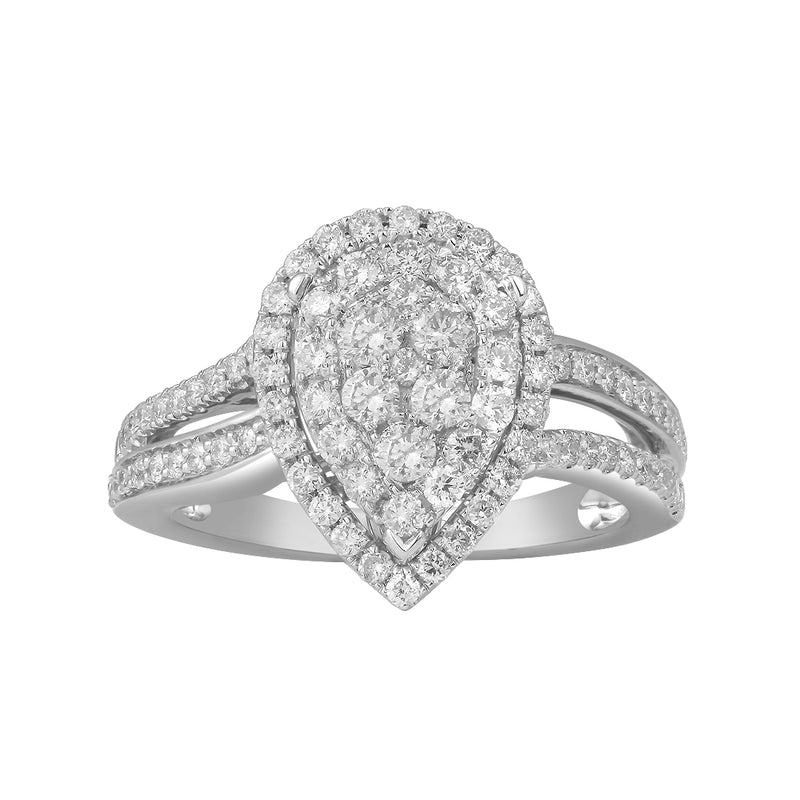 9ct White Gold 1.00ct Diamond Pear Ring