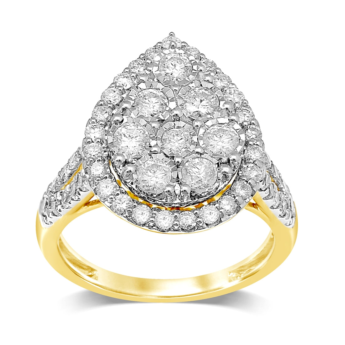 9ct Yellow Gold 1.50ct Miracle Pear Halo Ring
