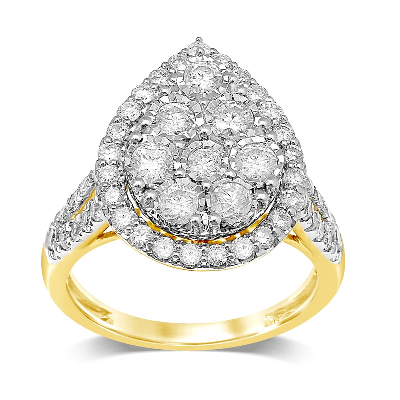 9ct Yellow Gold 1.50ct Miracle Pear Halo Ring