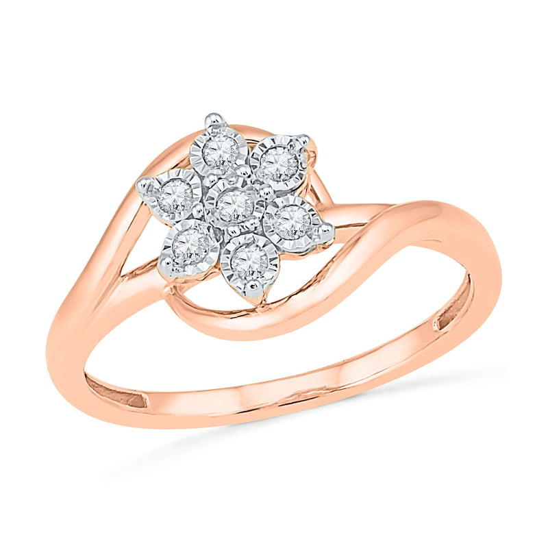 9ct Rose Gold Brilliant Illusion Set Diamond Ring