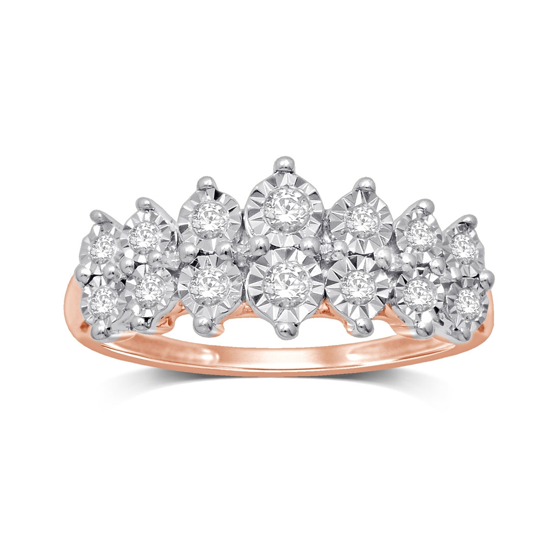 9ct Rose Gold 0.25ct Diamond Step Ring
