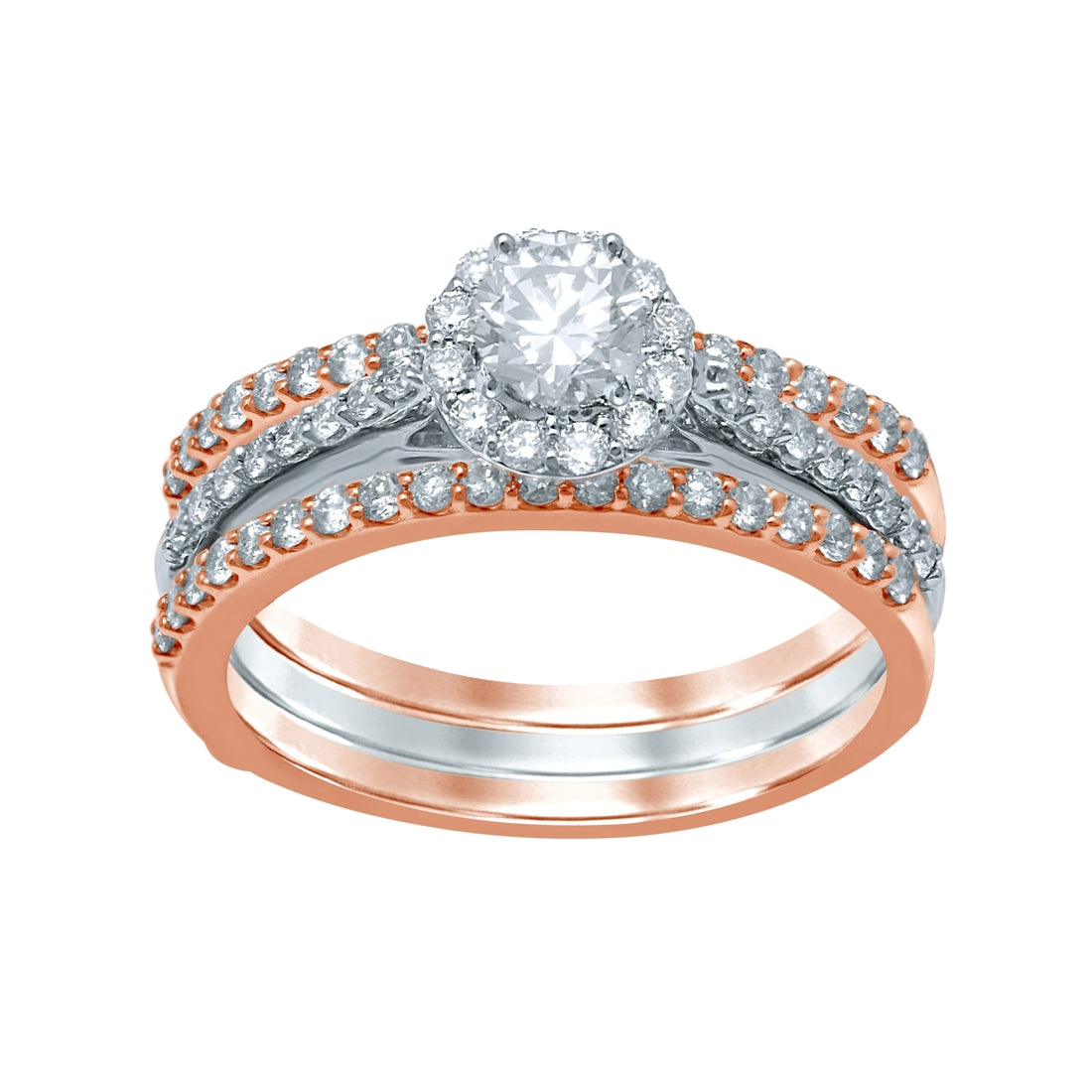 18ct White and Rose Gold 1.00ct Diamond Ring