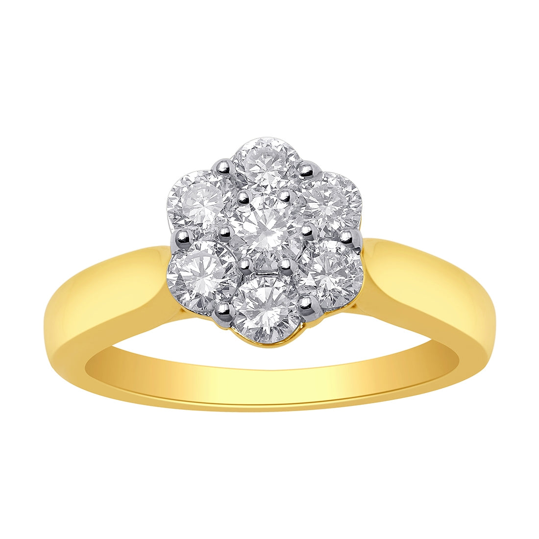 18ct Yellow Gold 1.00ct Diamond Flower Ring