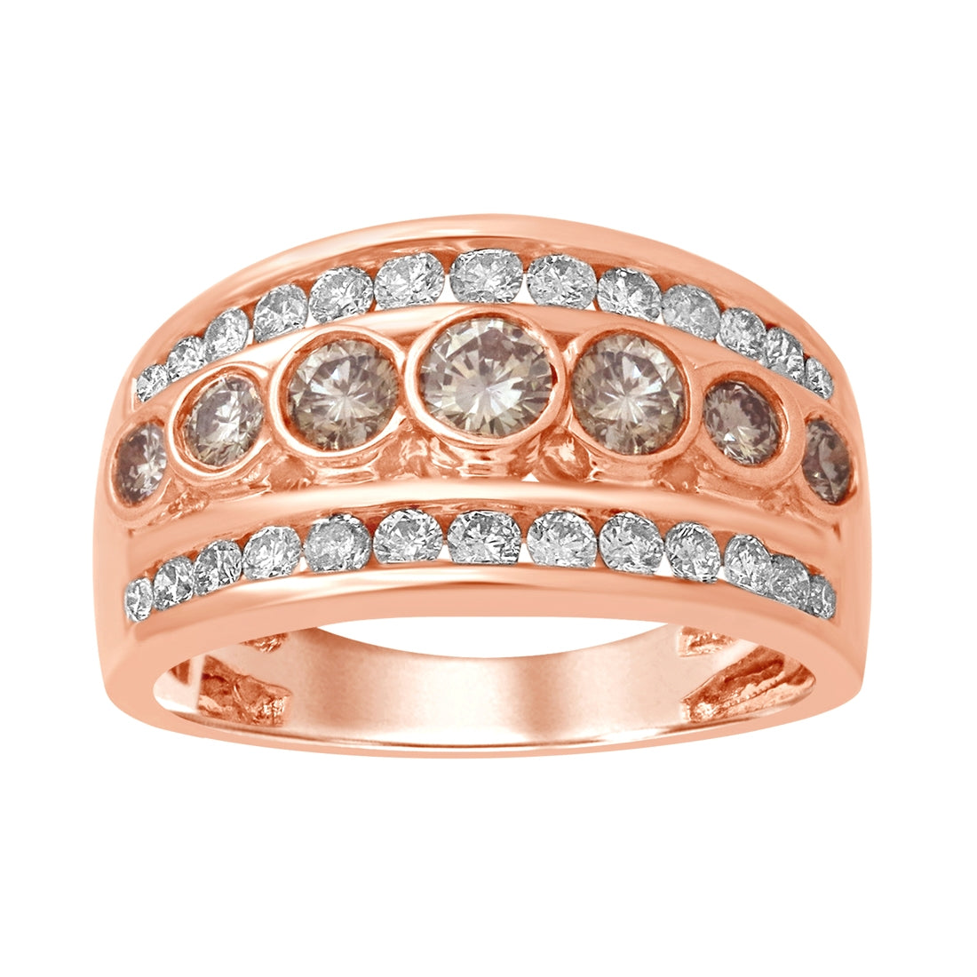 18ct Rose Gold 1.00ct 7 Cognac Diamonds Ring