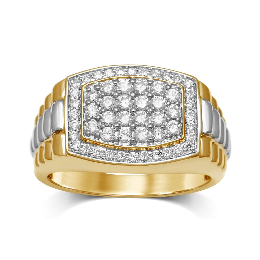 9ct Yellow Gold 1.00ct Diamonds Mens Ring