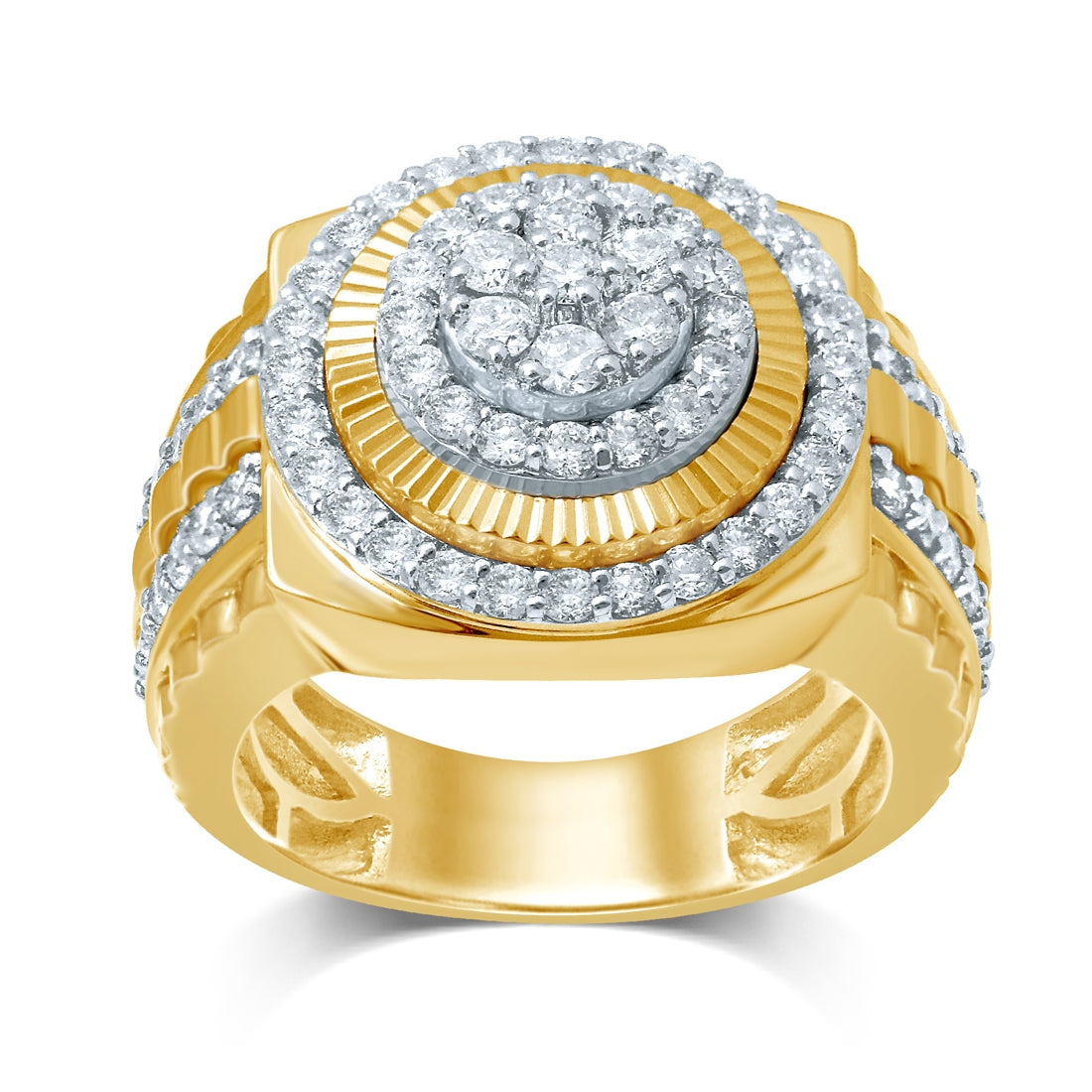 Mens 9ct Yellow Gold 2.00ct Diamond Ring