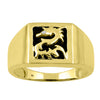 9ct Yellow Gold Onyx & Diamond Set Dragon Men's Ring