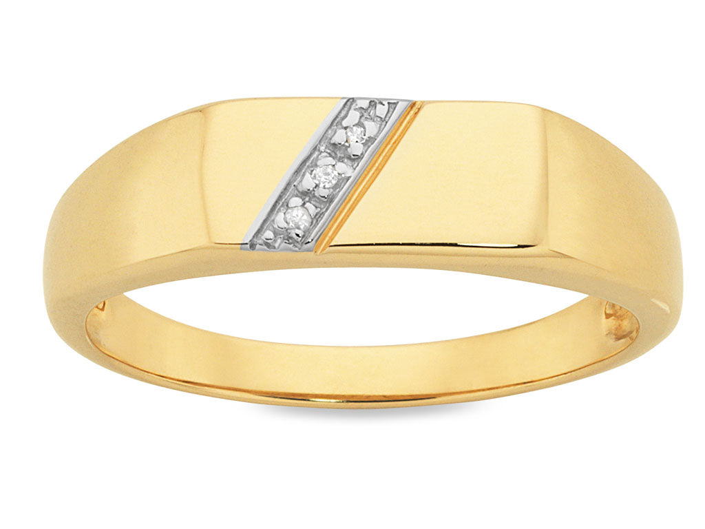 9ct Yellow Gold Men's Diamond Ring