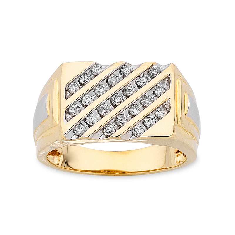 9ct Yellow Gold Mens Diamond  Ring