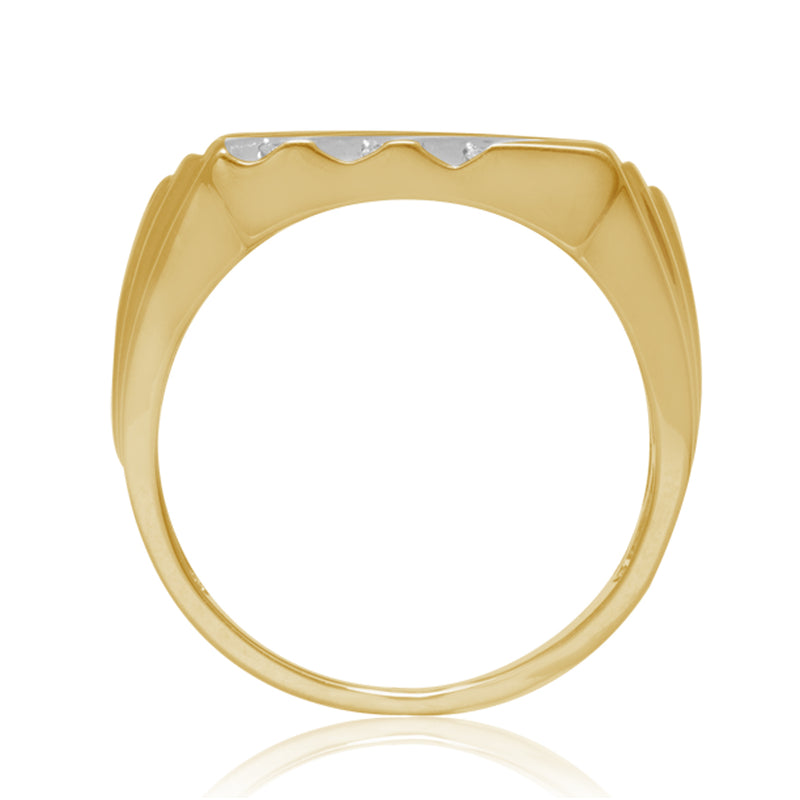 9ct Yellow Gold Mens Diamond  Ring