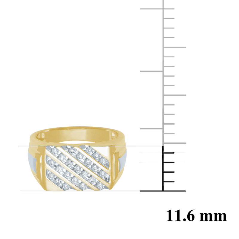 9ct Yellow Gold Mens Diamond  Ring