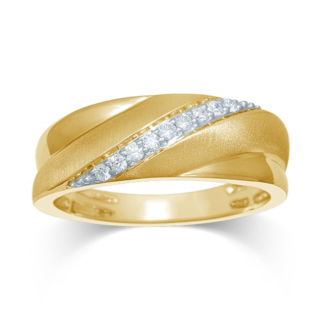 9ct Yellow Gold 0.15ct Diamond Mens Ring