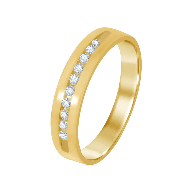 9ct Yellow Gold 0.25ct Diamond Channel Men's Ring