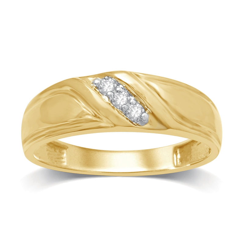 9ct Yellow Gold 0.10ct Diamond Mens Ring