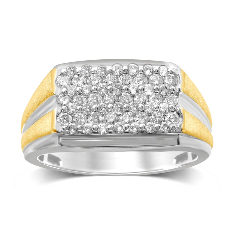 9ct White & Yellow Gold 1.00ct Diamond Mens Ring