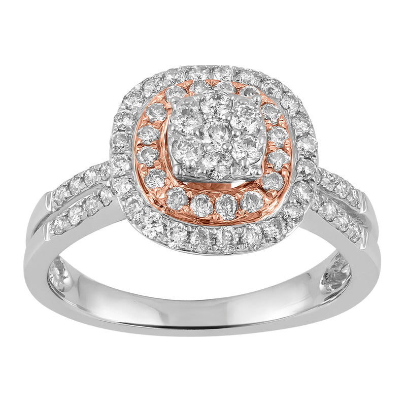 75pts of Diamonds 9ct White and Rose Gold Ring