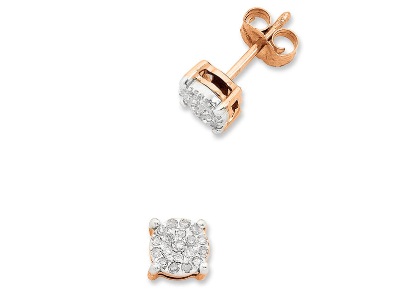 9ct Rose Gold Diamond Earrings