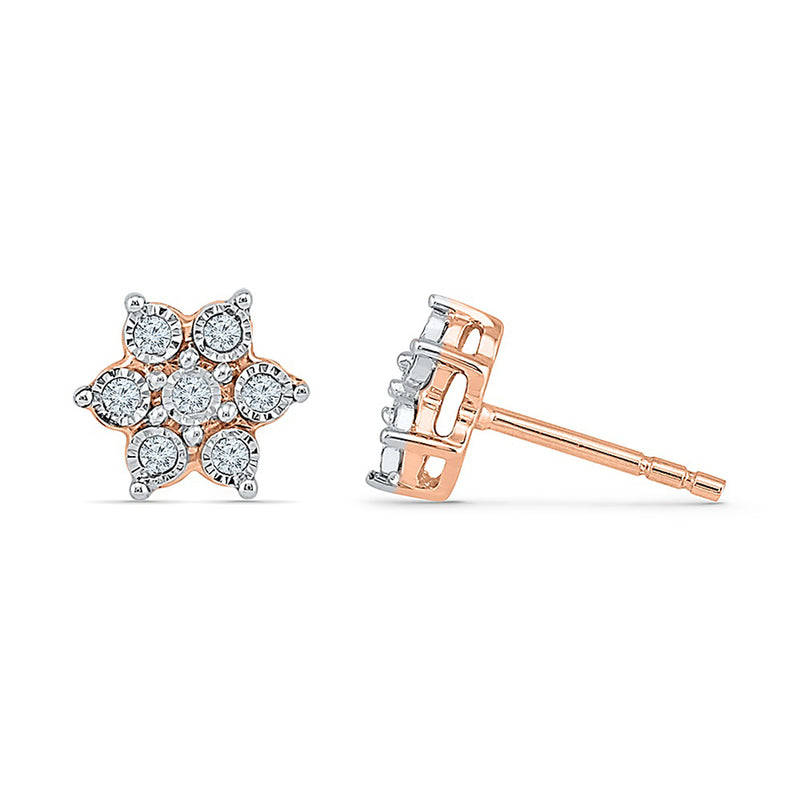 9ct Rose Gold 0.10ct Diamond Star Stud Earrings