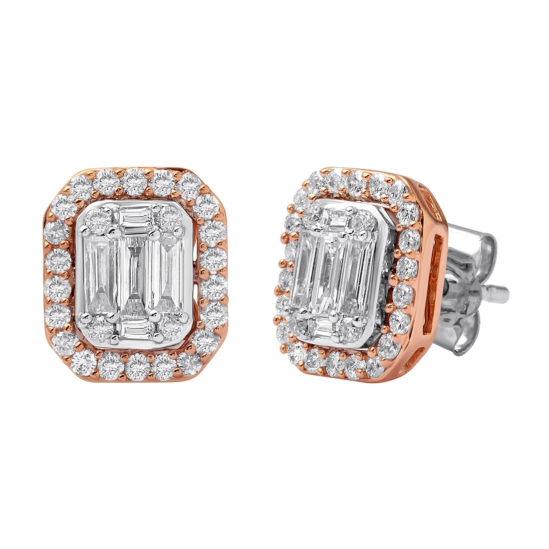 9ct White and Rose Gold 0.75ct Diamond Earrings